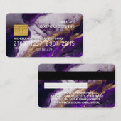 Visite Carte de crédit | Marbre bleu violet or (Devant / Derrière)