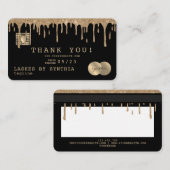 Visite Carte de crédit Merci stylisé à l'or à goutte (Devant / Derrière)