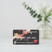 Visite Carte de crédit | Métallique rose | Marbre (Debout devant)