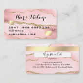 Visite Carte de crédit moderne Pink Gold Marble Agate Fau (Devant / Derrière)