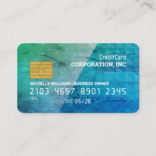 Visite Carte de crédit Motif géométrique Vert bleu