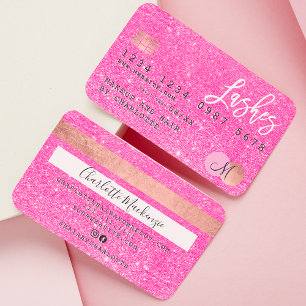 Visite Carte de crédit néon rose parties scintillant lash