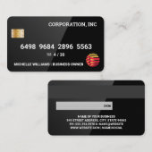 Visite Carte de crédit | Noir brillant (Devant / Derrière)
