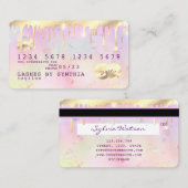 Visite carte de crédit opal rose et or moderne (Devant / Derrière)