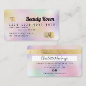 Visite Carte de crédit or perle chic girly beauté monogra (Devant / Derrière)