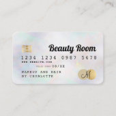 Visite Carte de crédit or perle girly beauté monogramme (Devant)