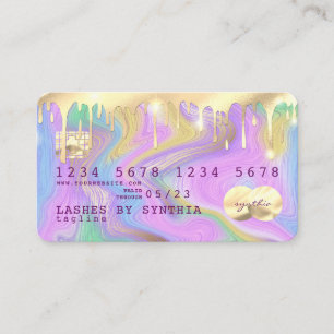 Visite carte de crédit pastel unicorn rose et or marbre