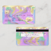 Visite carte de crédit pastel unicorn rose et or marbre (Devant / Derrière)