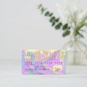 Visite carte de crédit pastel unicorn rose et or marbre (Debout devant)