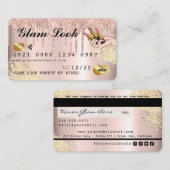 Visite Carte de crédit rose Gold Parties scintillant Drip (Devant / Derrière)