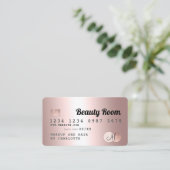 Visite Carte de crédit rose or métal beauté monogramme (Debout devant)