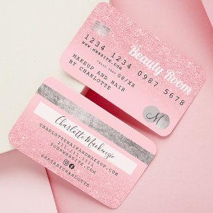 Visite Carte de crédit rose parties scintillant beauté ar