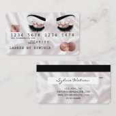 Visite Carte de crédit Rose stylisé Gold Long Lashes Cour (Devant / Derrière)