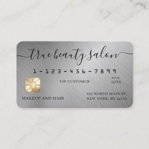 Visite Carte de crédit Script signature en argent simple