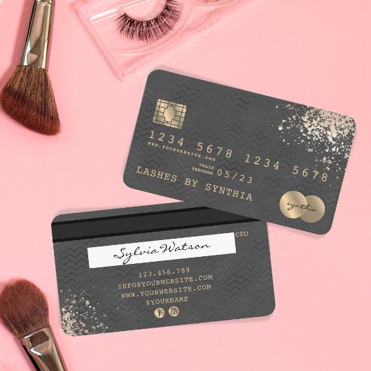 Visite Carte de crédit Styled Black Chevron