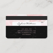 Visite Carte de crédit Styled Black Marble blush rose agn (Dos)
