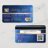Visite Carte de crédit Styled Gold et code QR Navy (Devant / Derrière)