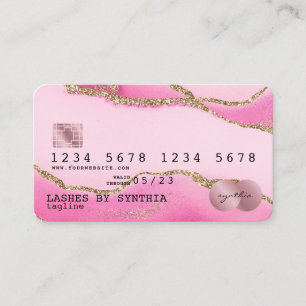 Visite Carte de crédit Styled Pink Agate Gold Maquillage