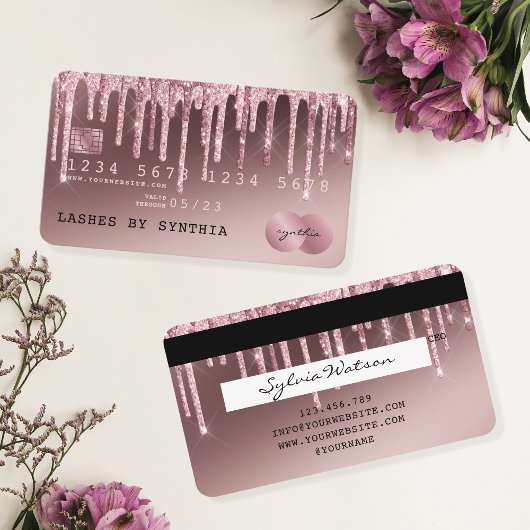 Visite Carte de crédit Styled Rose Gold Driving Gold