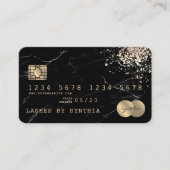 Visite Carte de crédit Stylisé noir marbre or (Devant)