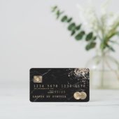 Visite Carte de crédit Stylisé noir marbre or (Debout devant)