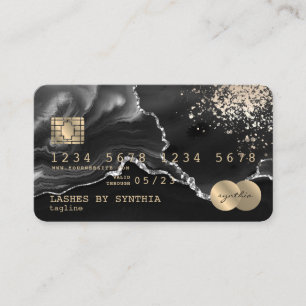 Visite Carte de crédit Stylisé noir marbre or