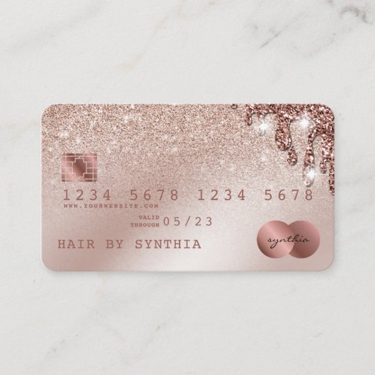 Visite Carte de crédit Stylisé Rose Gold Confetti (Devant)