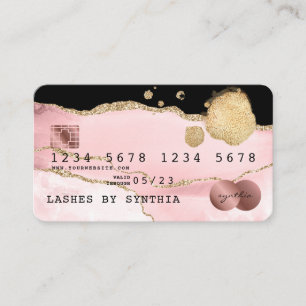 Visite Carte de crédit Stylisé rose rose rose Agate Rose