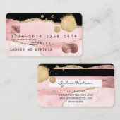 Visite Carte de crédit Stylisé rose rose rose Agate Rose  (Devant / Derrière)