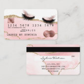 Visite Carte de crédit Stylisée rose vif Agate Longues ci (Devant / Derrière)