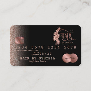 Visite Carte de crédit Styliste Rose stylisée Gold cheveu