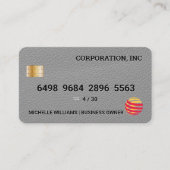 Visite Carte de crédit | Texture en cuir gris (Devant)