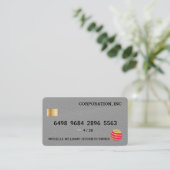 Visite Carte de crédit | Texture en cuir gris (Debout devant)