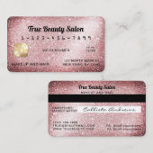 Visite Carte de crédit unique Rose Sparkly Gold Parties s (Devant / Derrière)