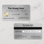 Visite Carte de crédit unique Sparkly Grey Silver Parties (Devant / Derrière)