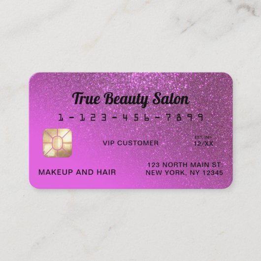 Visite Carte de crédit unique Sparkly Magenta Parties sci (Devant)