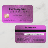 Visite Carte de crédit unique Sparkly Magenta Parties sci (Devant / Derrière)