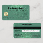 Visite Carte de crédit unique Sparkly Mermaid Turquoise P (Devant / Derrière)