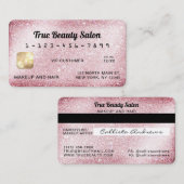 Visite Carte de crédit unique Sparkly Pink Parties scinti (Devant / Derrière)
