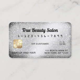 Visite Carte de crédit unique Sparkly Silver Parties scin