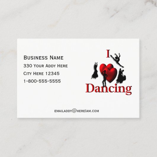 Visite Carte de danse J'adore la danse (Devant)