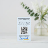 Visite Carte de demande d'avis Facebook avec logo et code (Debout devant)