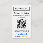 Visite Carte de demande d'avis Facebook avec logo et code (Devant)