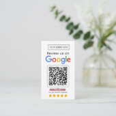 Visite Carte de demande d'avis Google avec logo et code Q (Debout devant)