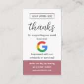 Visite Carte de demande d'avis Google avec logo et code Q (Dos)