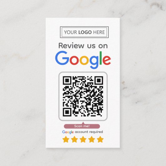 Visite Carte de demande d'avis Google avec logo et code Q (Devant)