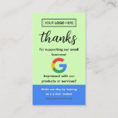 Visite Carte de demande d'avis Google avec logo et code Q (Dos)