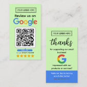 Visite Carte de demande d'avis Google avec logo et code Q (Devant / Derrière)