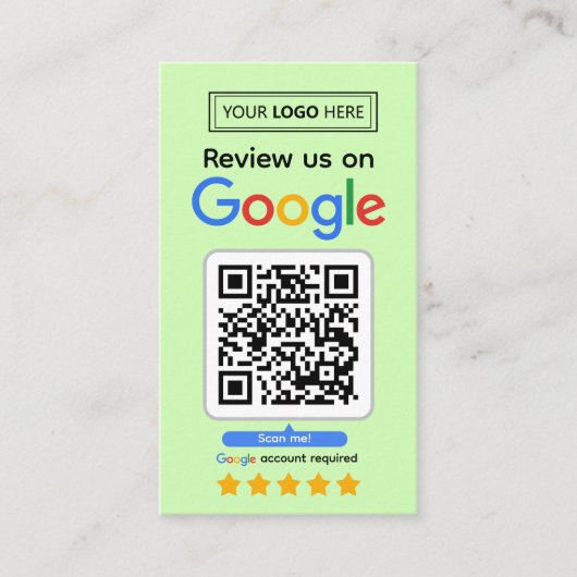 Visite Carte de demande d'avis Google avec logo et code Q (Devant)