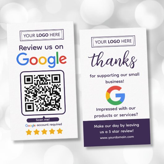 Visite Carte de demande d'avis Google avec logo et code Q